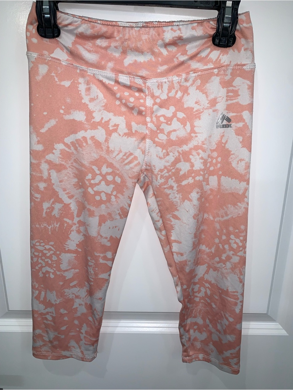 RBX Girls' Peach and White Tie-Dye Capri Leggings